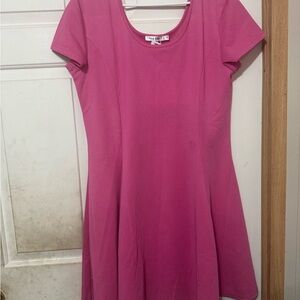 White Mark Top Pink Short Sleeve Fit & Flare Dress Scoop Neck Womens Size 1XL